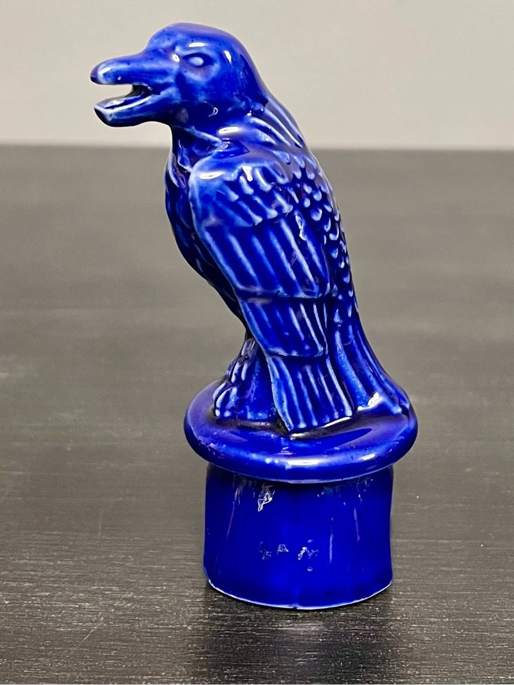 VTG Boyd Glass Cobalt Blue Eagle Pie Bird Vent 4.75” Diamond B USA Unique